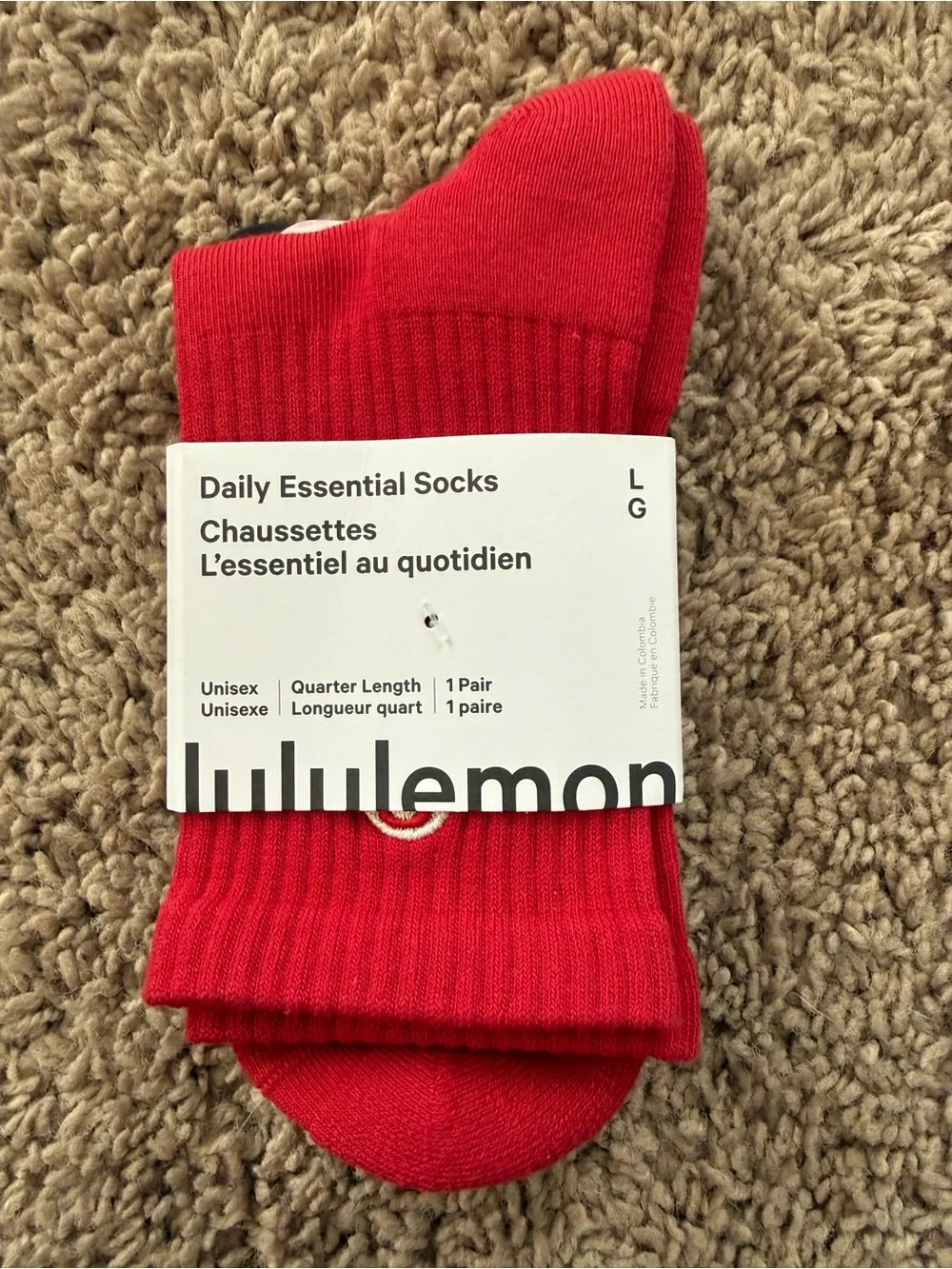 lululemon athletica Red Daily Essential Quarter-Length Socks